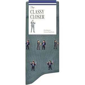 The Classy Closer Socks - Funny Salesman Men's Socks - Salesman Gift Men | 1 x Pair, Size 8-13, Green, Premium Cotton Blend -