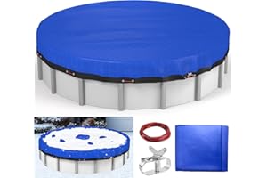 Evoio 24 Ft Winter Pool Cover for Round Above Ground Pools, Winter Pool Cover for Frame Pools Inflatable Pools, Waterproof, Dustproof and Cold Resistance Hot Tub Spa Winter Pool Covers (24 Foot)