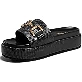 Coutgo Womens Platform Sandals Raffia Espadrilles Metal Chain Slip on Open Toe Cute Beach Slide Sandals