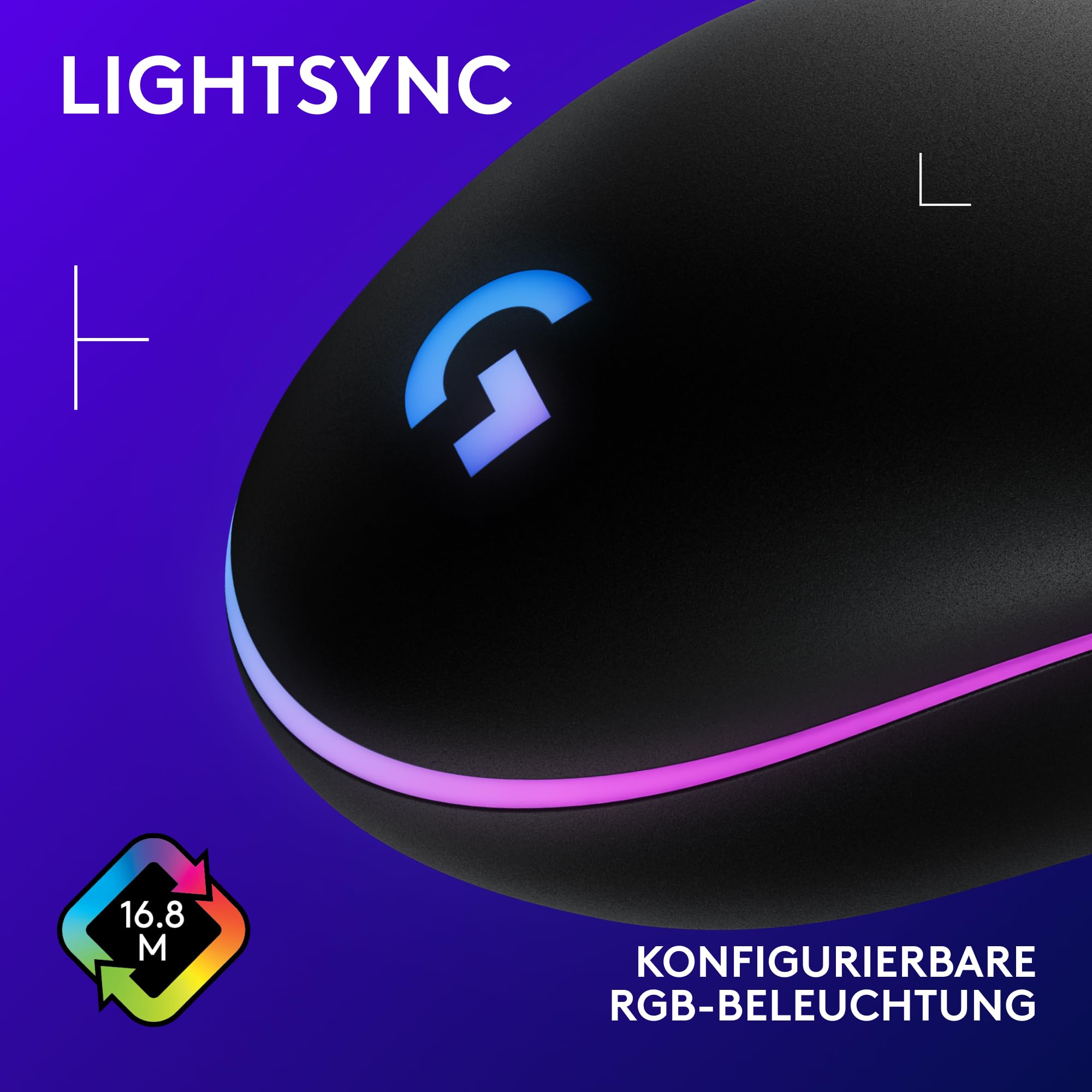 Logitech G203 Gaming-Maus mit anpassbarer LIGHTSYNC RGB-Beleuchtung, 6 programmierbare Tasten, spieletauglicher Sensor, Abtastung mit 8.000 DPI, Geringes Gewicht - Schwarz 5