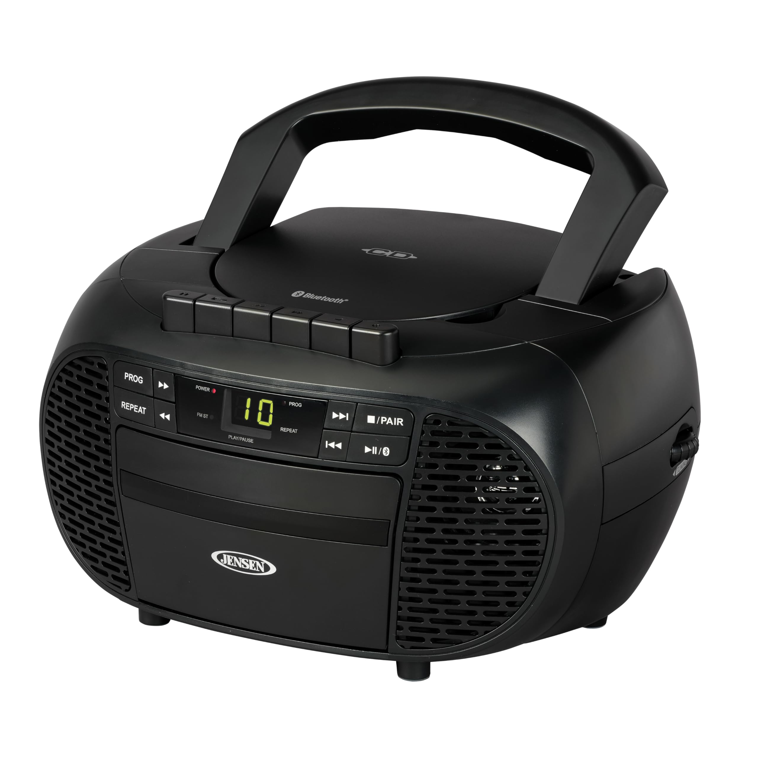 Photo 1 of **PARTS ONLY**JENSEN CD-550BT-BK Portable Stereo Bluetooth CD Cassette Recorder with AM/FM Radio – Compact Bluetooth-Enabled Radio Player with Handle – Black