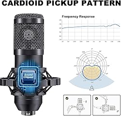 Podcast Equipment Bundle for 2, DJ Mixer with Voice