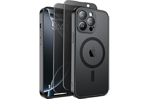 GolbinBox Magnetic for iPhone 13 Pro Max Case, Compatible with MagSafe,[Full Camera Protection][Privacy Screen Protector] Non-Slip Translucent Shockproof Phone Cover for iPhone 13 ProMax(Matte Black)