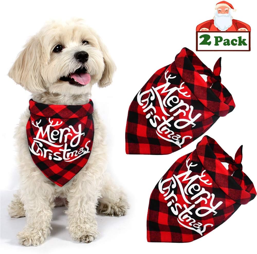 Yoochee 2 Pack Dog Christmas Bandana, Classical Buffalo Plaid Pet Bandana, Reversible Scarf Triangle Bibs Kerchief Set (2 Pack, Red&Red, Merry Chrismas Pattern)  Malier 2 Pack Dog Bandana Christmas Classic Buffalo Plaid Pets Scarf Triangle Bibs Kerchief Set Pet Costume Accessories Decoration for Small Medium Large Dogs Cats Pets (Large)  Plaid Dog Hoodie Sweatshirt Sweater for Large Dogs Cat Puppy Clothes Coat Warm and Soft(L)  cyeollo Dog Pajamas Fleece Dog Pjs Thermal Dog Onesie Stretchy Jumpsuits Doggie Warm Pet Jammies for Small Dogs Outfits Color Red  PUPTECK Dog Sweater Plaid Pet Cat Winter Knitwear Warm Clothes Red S/M  PTDECOR Christmas Dog Bandana Hat, Buffalo Plaid Dog Christmas Hat Scarf Dog Triangle Bibs Kerchief Christmas Bandanas for Small Medium Dogs Pets
