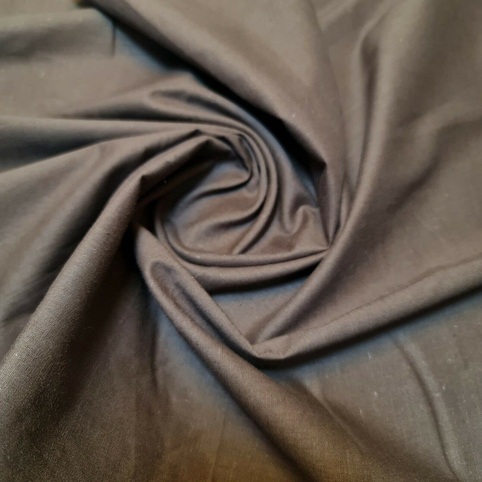 TEXTILE STATION 100% Cotton Fabric 112cm Wide Plain Cambric Poplin (Chocolate Brown, 5 Meter)