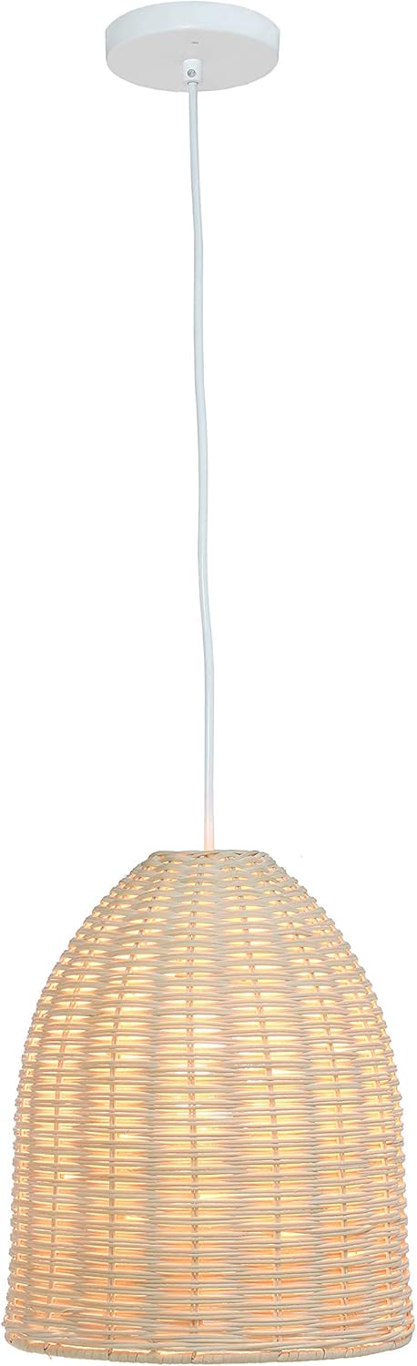 Elegant Designs PT1007-NAT Rattan Ceiling Light Pendant, Natural - - 