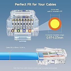 Cable Matters 100-Pack Cat 6 Pass Through RJ45