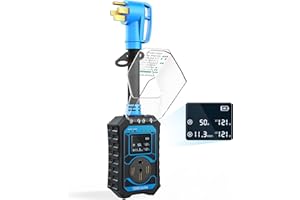 RV Surge Protector 50 Amp Smart RV Circuit Analyzer with LED Real-time Display Voltage Current KWH 12000 Joules Portable Wate