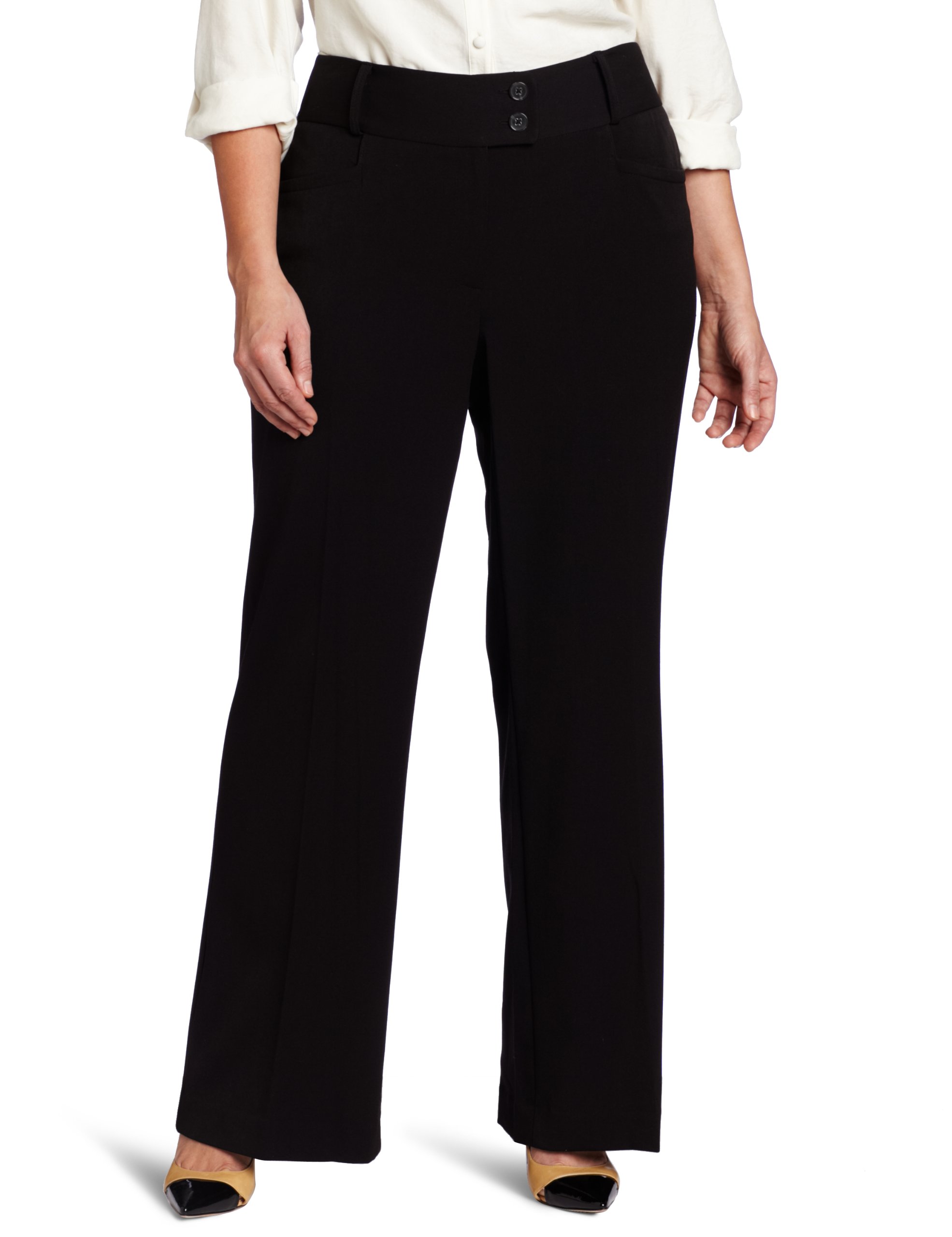 Curvy Fit Gabardine Bootcut Dress Pants 