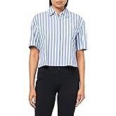 HUGO Women's Cropped Button Down Short Sleeve Shirt