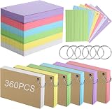 Thboxes 360 Pcs A6 Ruled Index Cards with Metal Binder Ring Double-Sided view 8