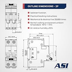ASI AC Miniature Circuit Breaker - 2 Pole DIN Rail