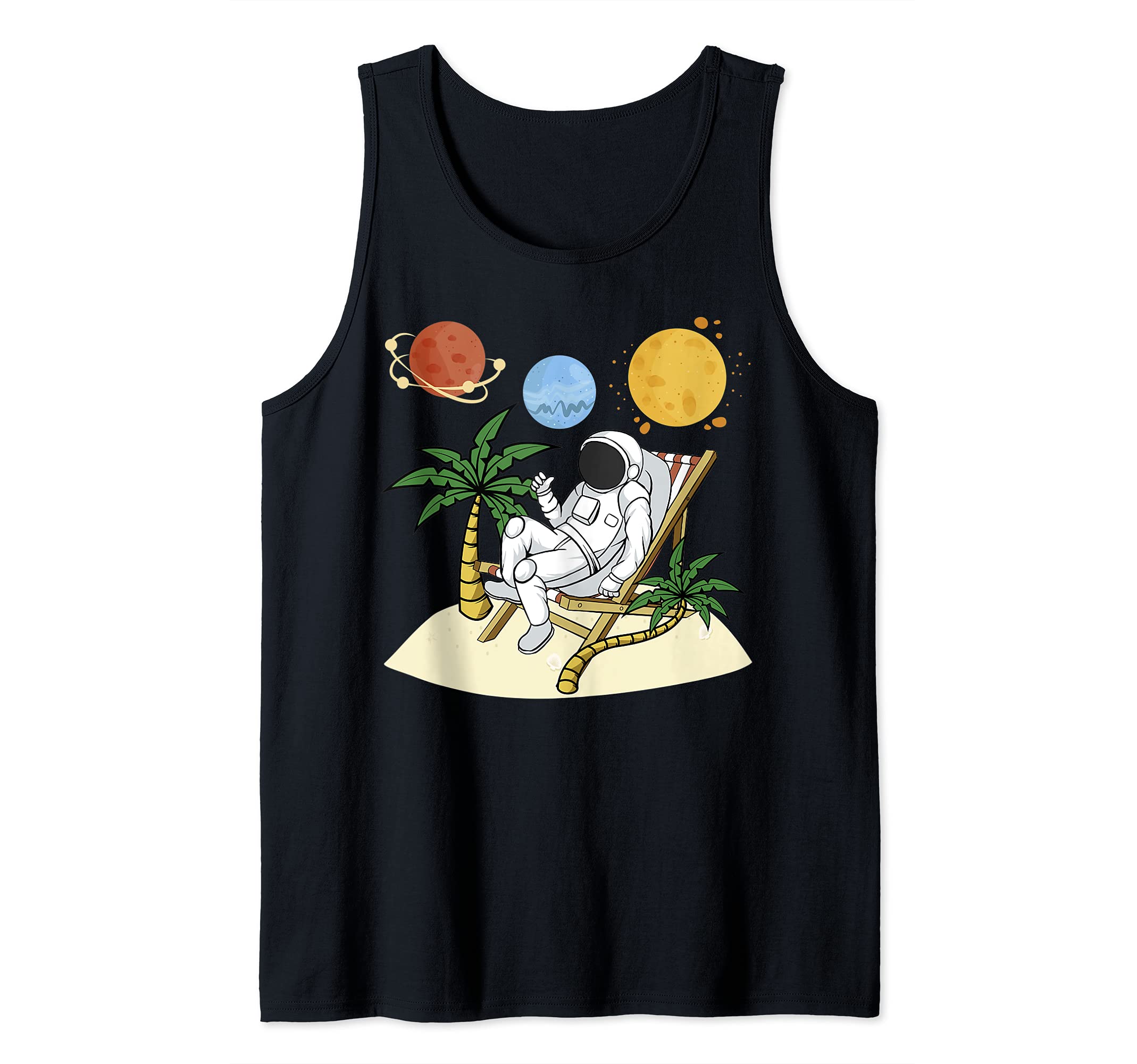 Astronaut On Beach Chair Space Planet Funny Summer Vibes Tank Top