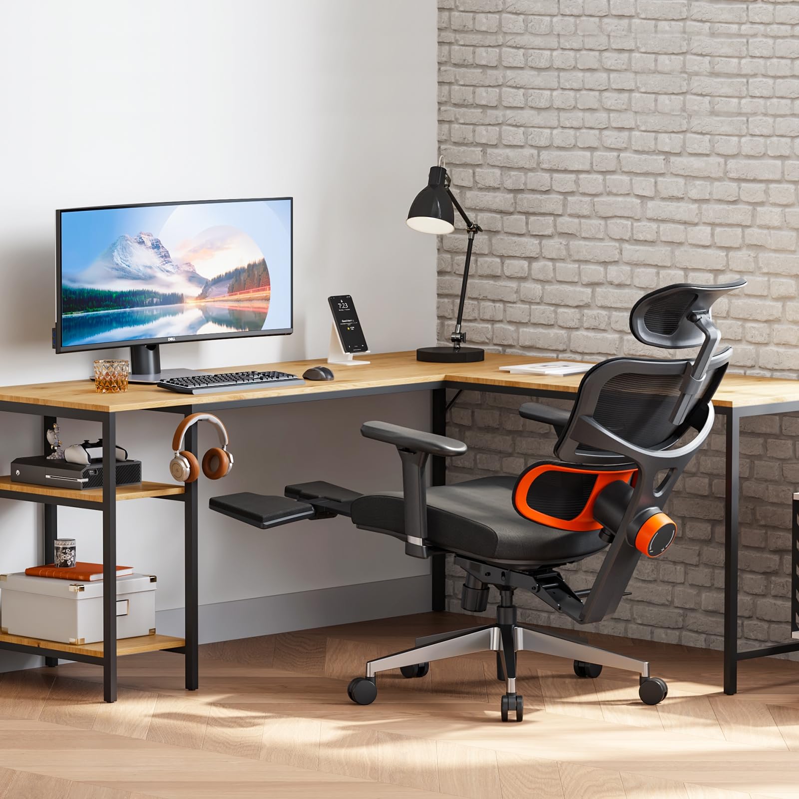 Newtral NT002 Bürostuhl Ergonomisch mit Fußstütze, Ergonomischer Schreibtischstuhl 150kg, Ergonomic Office Chair PC Stuhl mit Verstellbare Kopfstütze Armlehne (NT002 mit Fußstütze, Schwarz) 8