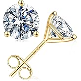 SMILEST 0.2-4CT Martini Moissanite Earrings for Women Men, Lab Created Moissanite 14K White Yellow Rose Gold Plated 925 Sterling Silver Moissanite Stud Earrings