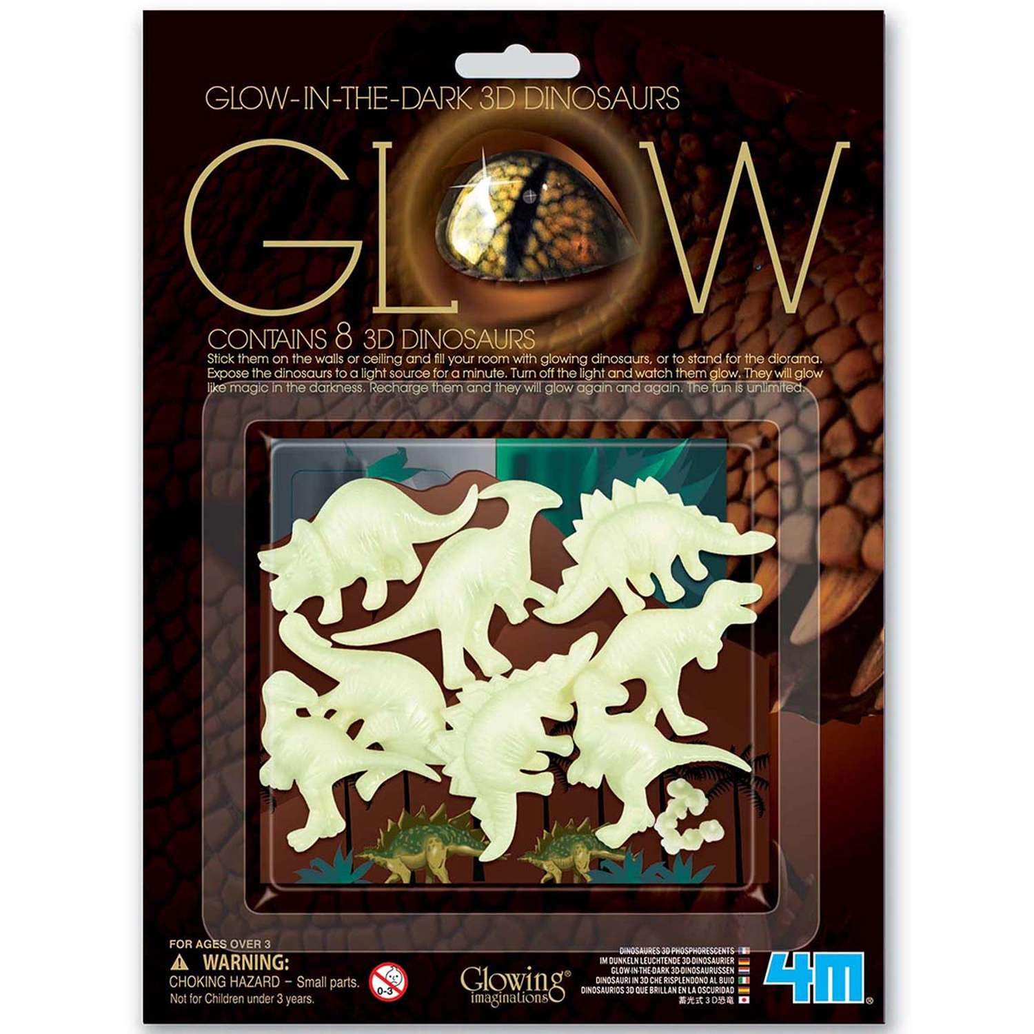 4M Glow in the Dark 3D Dinosaurs,Yellow