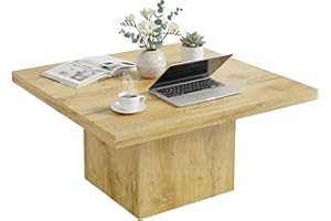 HOMCOM Square Coffee Table, Center Table with 1.6" Thick Tabletop for Living Room, Easy Assembly, 31.5"x31.5", Natural Wood