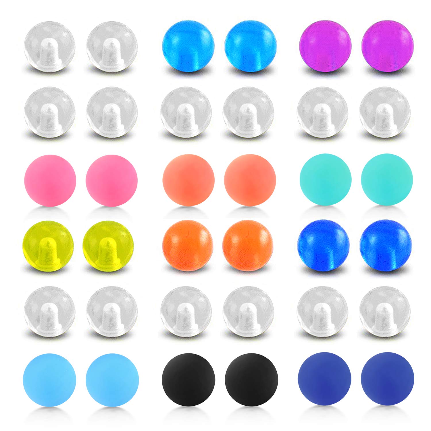 D.Bella Clear Acrylic Replacement Balls Body Jewelry Piercing Barbell Parts 14G 5mm Balls for Women Men