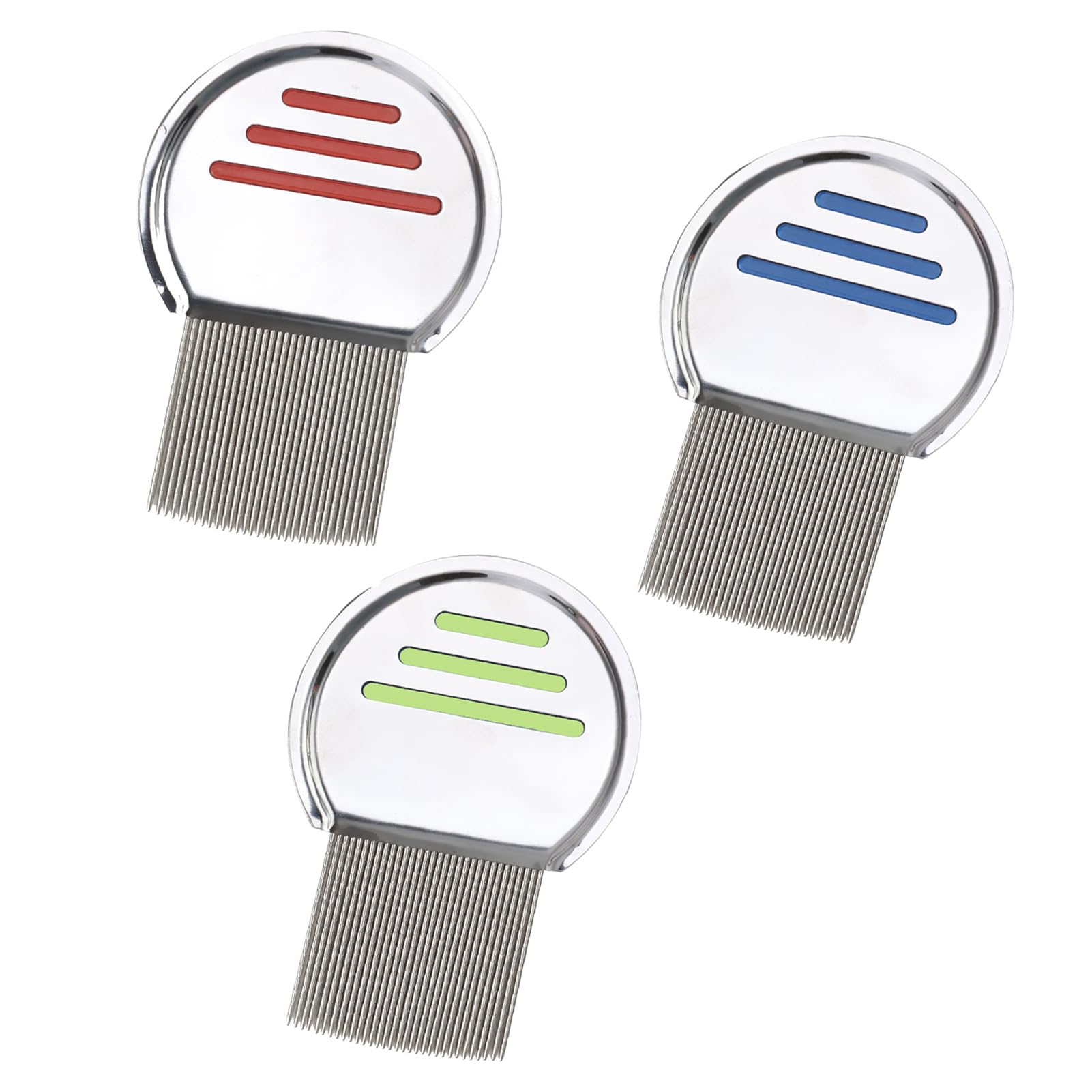Stainless Steel Lice Removal Comb - Double Sided Teeth, Removes Headlice, Dandruff, Nits, Ticks & Eggs - Red, Blue, Green
