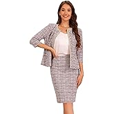 Allegra K Women's 2 Piece Tweed Skirt Set Suit Jacket Pencil Skirt Elegant Business Suits for Women 2025