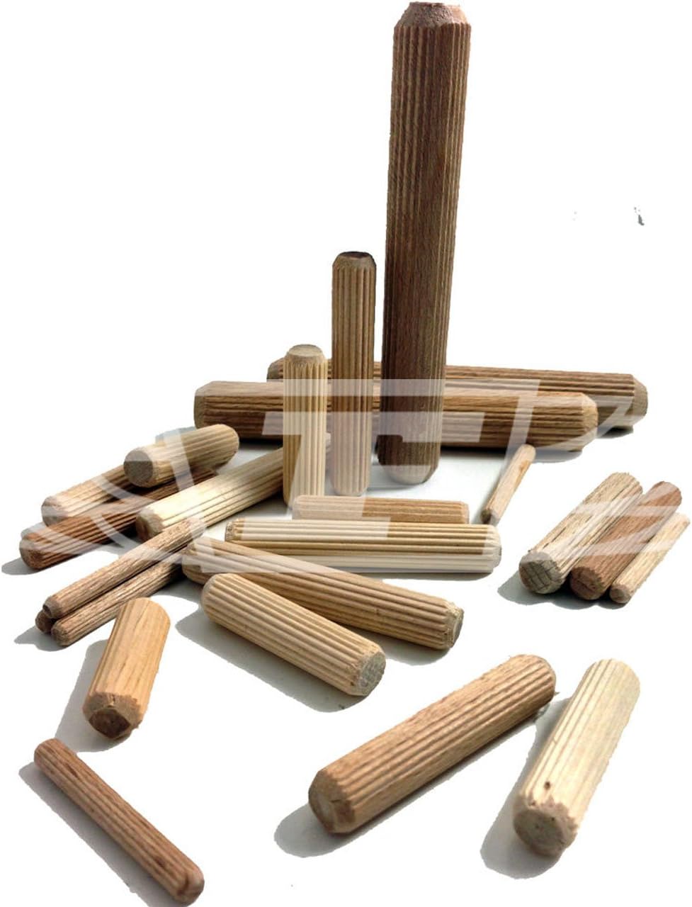 6mm x 50mm Hardwood MULTIGROOVE CHAMFERED Wooden DOWELS Fluted PINS Craft Wood Work (100)