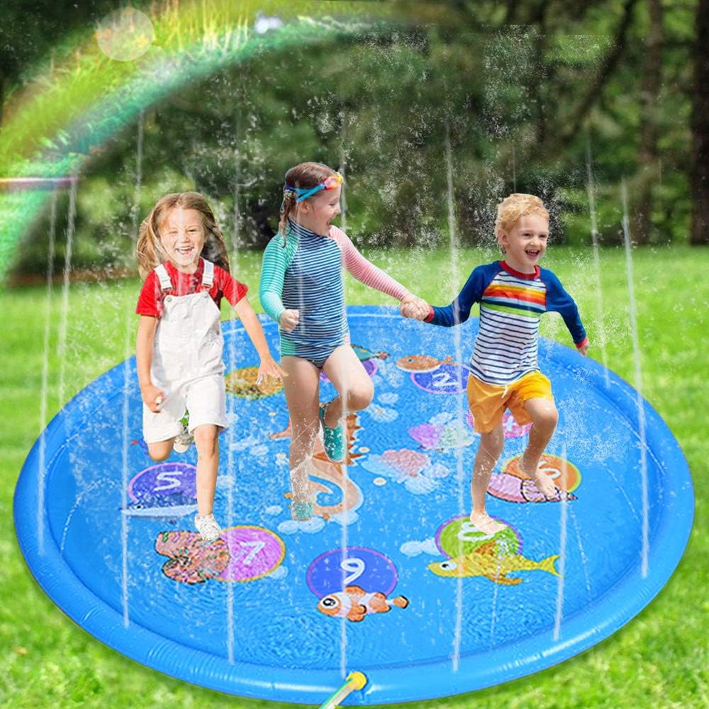 Nabance Splash Play Mat Sprinkler Pad Splash Water Play Mat Outdoor