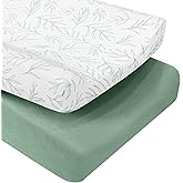 Babebay Changing Pad Cover, Ultra Soft Jersey Knit Cotton Diaper Change Table Pad Covers for Baby Girls and Boys, 2 Pack (Sag