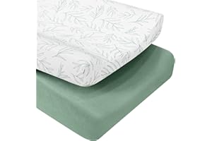 Babebay Changing Pad Cover, Ultra Soft Jersey Knit Cotton Diaper Change Table Pad Covers for Baby Girls and Boys, 2 Pack (Sage Green)