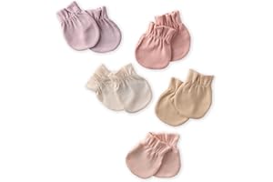 Butterblu Morgan 5-Pack Mitts 100% Organic Cotton No Scratch Mittens for Newborn Baby Boys & Girls, Sorbet, One Size