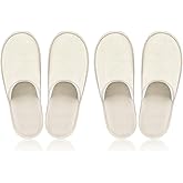 2 Pairs House Slippers for Guests Washable Reusable, Home Pack Non-Slip Spa Slippers for Women Men Indoor Travel Hotel Wedding Party Shoeless Closed Toe Housewarming Bedroom