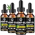(4-Pack) High Potency Hemp Oil - Maximum Strength, Immune System Support, Focus Calm, Relaxation, Mood, Pure Extract, Organic, Vegan, Non-GMO