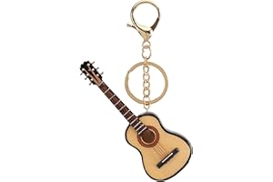 GEBIBB Musical Instrument Keychain, Miniature Guitar Keychain,Musical Instrument Gift,Christmas Ornament(Guitar), As the Pict