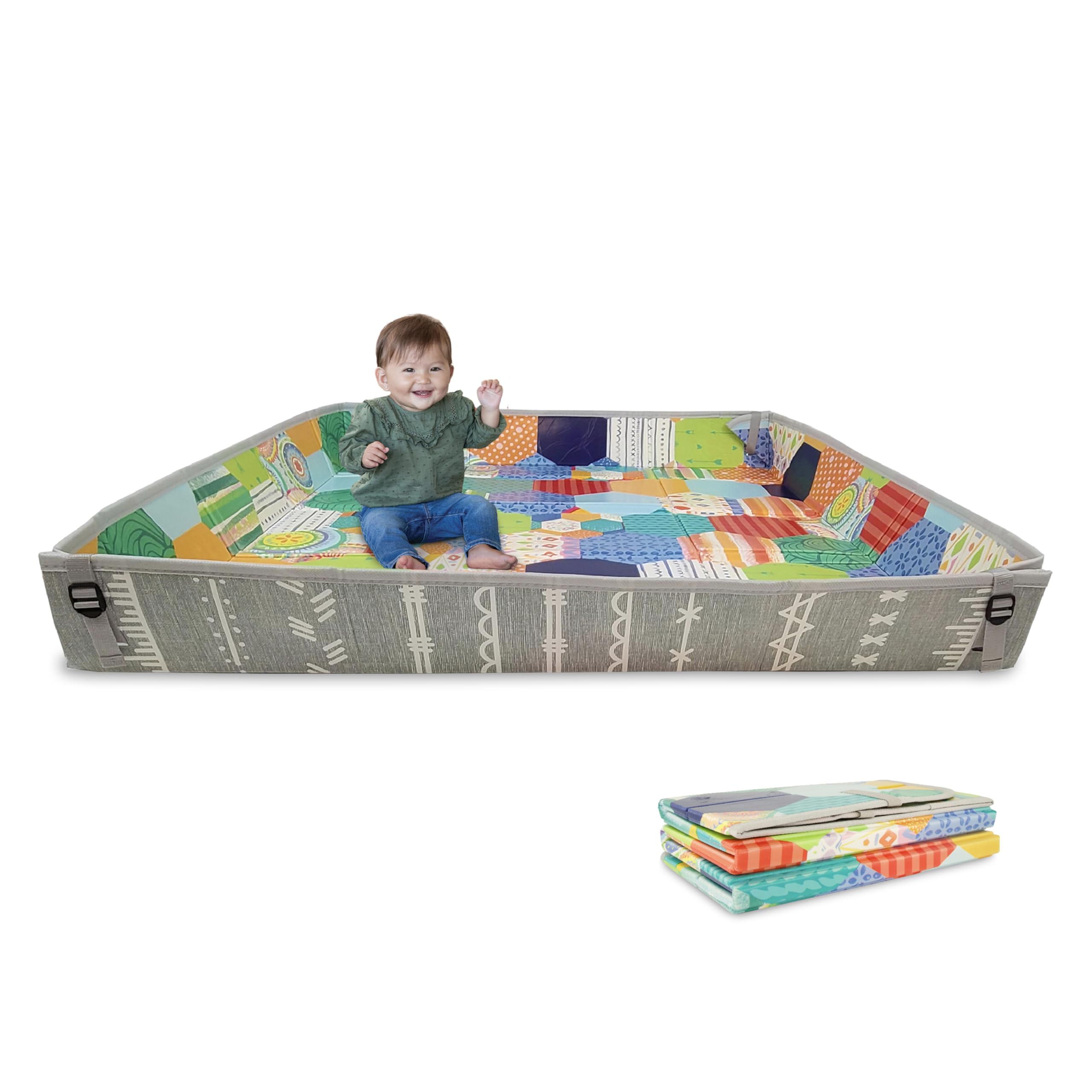 Photo 1 of Infantino Foldable Soft Foam Play Mat, Baby Play Mat for Tummy Time & Floor Play, Lightweight, Easy to Store, Wipeable, Multicolor