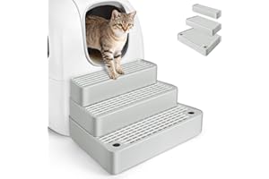 Bartuke Extra Large 3 Steps Litter Box Ramp, Adjustable Cat Litter Box Step with Filter Function, Easy to Clean Cat Litter St