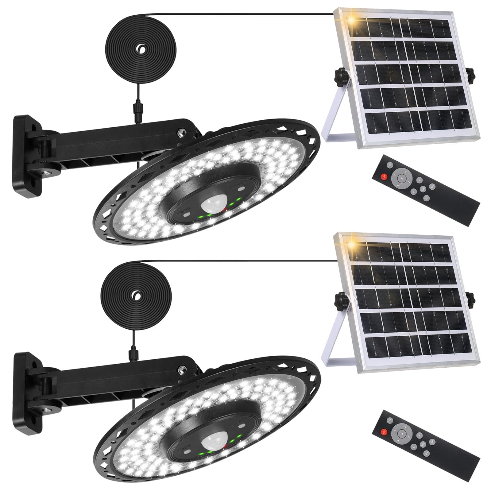Lixada Solar Pendant Light 180LEDs Solar Powered Pendants Lamp Wall Garage Light Motion Sensor Shed Lights Outdoor IP65 Waterproof Hanging Lights with Remote for Barn Farm Garden Yard Patio