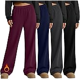 Oakgarden 4 Pack Women's Fleece Straight Leg Sweatpants, Open Bottom Thermal Baggy Pants Lounge Drawstring Pants with Pockets