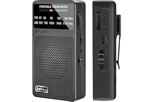 TRELC Portable Radio AM FM, Pocket Radios with Excellent Reception, Speaker & Headphone Jack, Battery Operated Mini Transistor Radios with Back Clip for Indoor, Outdoor, Gift for Elderly (Black)