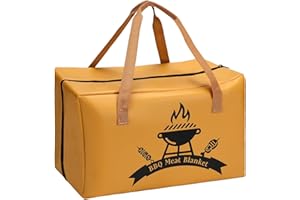 Reusable BBQ Blanket for Resting Meat - 16" PU Leather Insulated Meat Resting Bag for Grilling, Christmas BBQ Gifts for Men/H