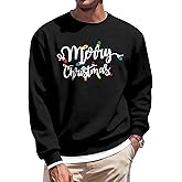 ELDPS Mens Christmas Sweatshirt: Merry Christmas Sweatshirt Christmas Tree Graphic Sweater Xmas Holiday Pullover Tops