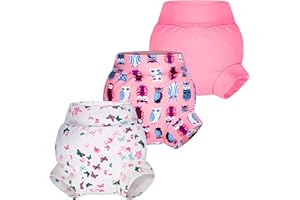 BIG ELEPHANT Baby Swim Diapers 3pcs, Reusable Adjustable Washable Waterproof Swimming Diaper for Boy's and Girl's, 2T