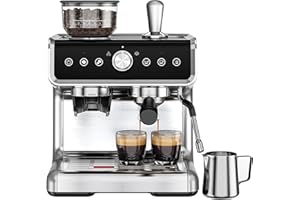 EUHOMY Espresso Machine with Grinder, 20 Bar Coffee Maker with Milk Frother Steam Wand, Professional Expresso Coffee Machines with Removable Water Tank, Latte & Cappuccino Machine for Home Barista