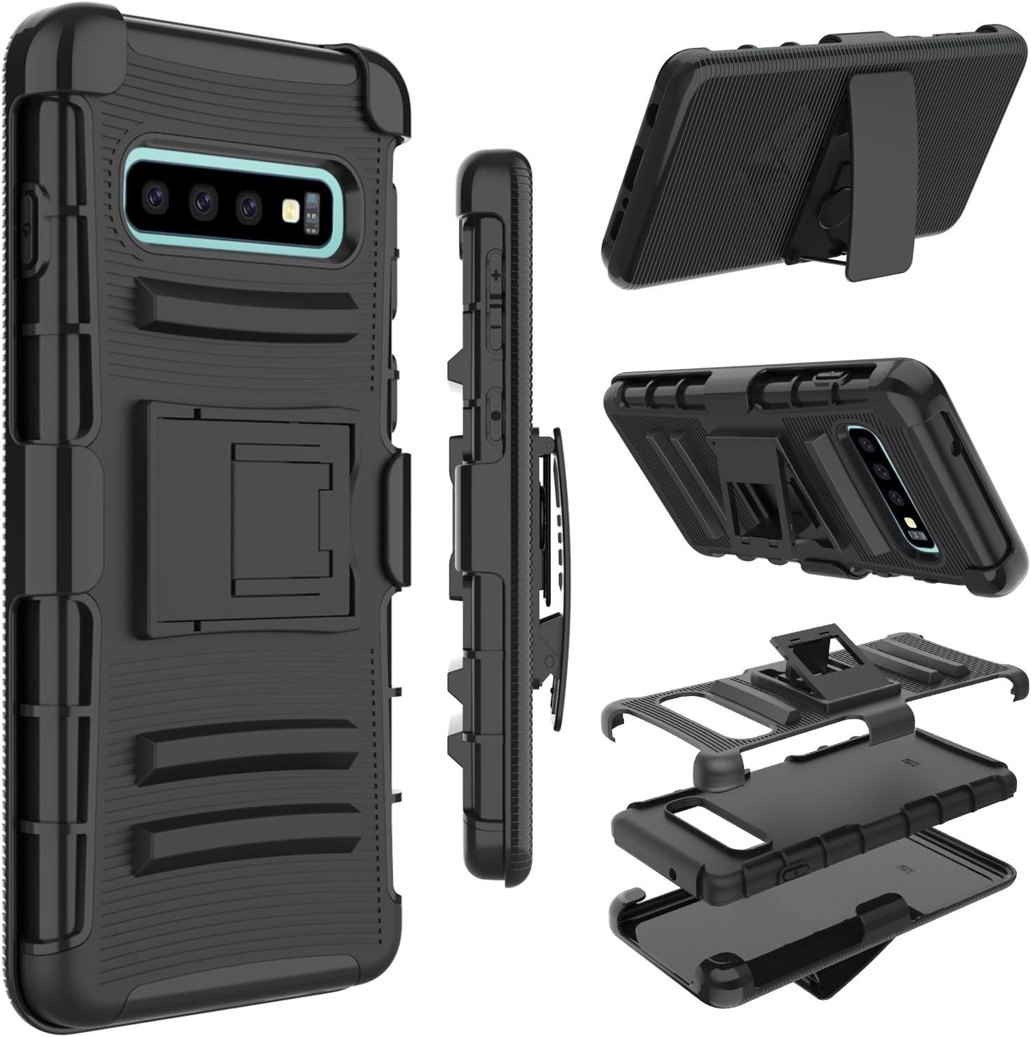 Galaxy S10 Plus Case, Zenic Heavy Duty Shockproof Holster Protective Case with Swivel Belt Clip Kickstand Compatible for Samsung Galaxy S10 Plus / S10+ 6.4 inch(Black)