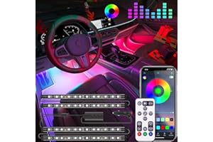 EJ'S SUPER CAR Interior Car Lights, Led Lights for Car Accessories, Christmas Stocking Stuffers for Men Women Teen Girls, RGB Car Interior LED Lights with App Remote, 2 Lines Design LED Lights for Cars with Charger