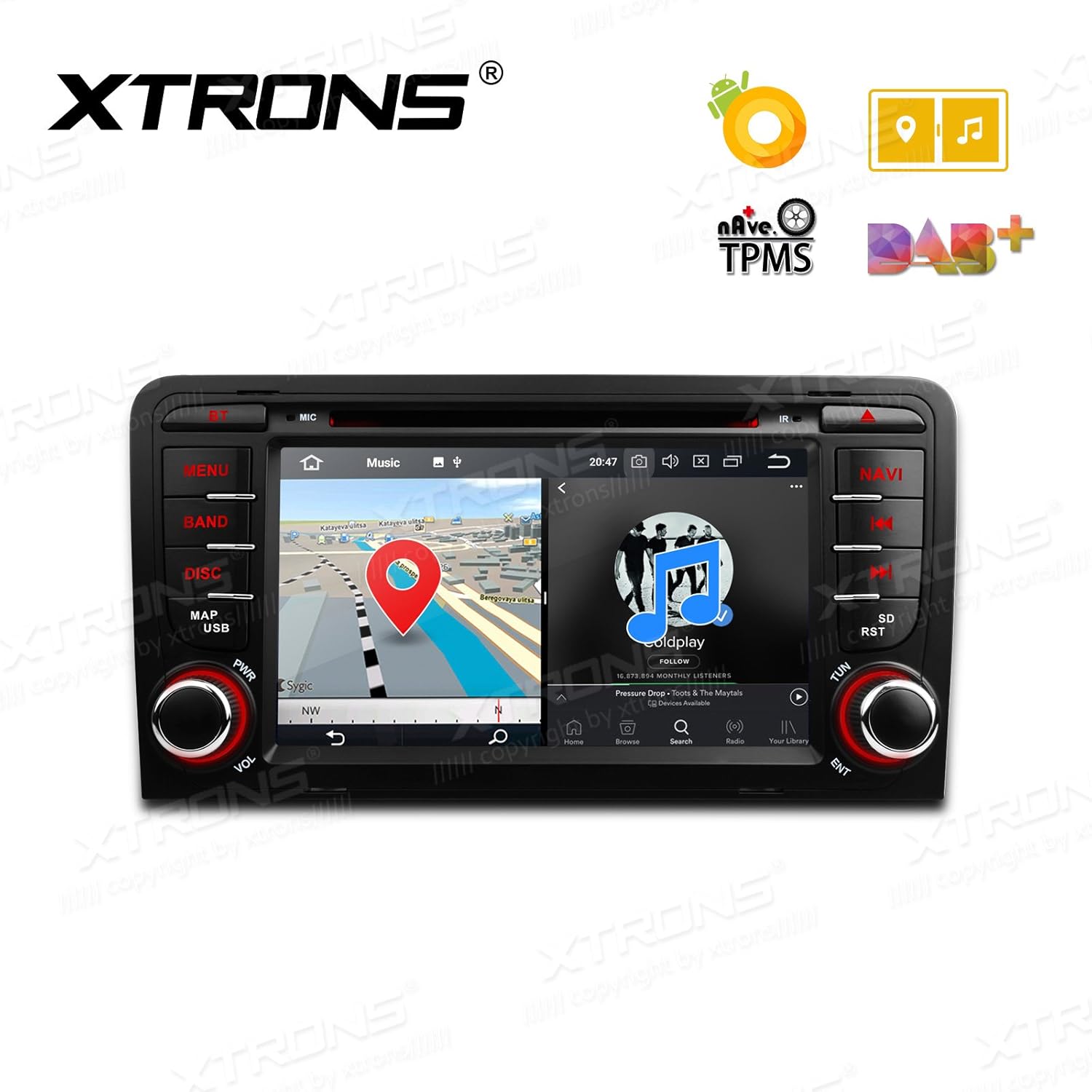 XTRONS 7" Android 8.0 Octa Core 4G RAM 32G ROM HD Digital Multi-touch  Screen DVR Car Stereo DVD Player Tire Pressure Monitoring Wifi OBD2 for Audi  A3 S3