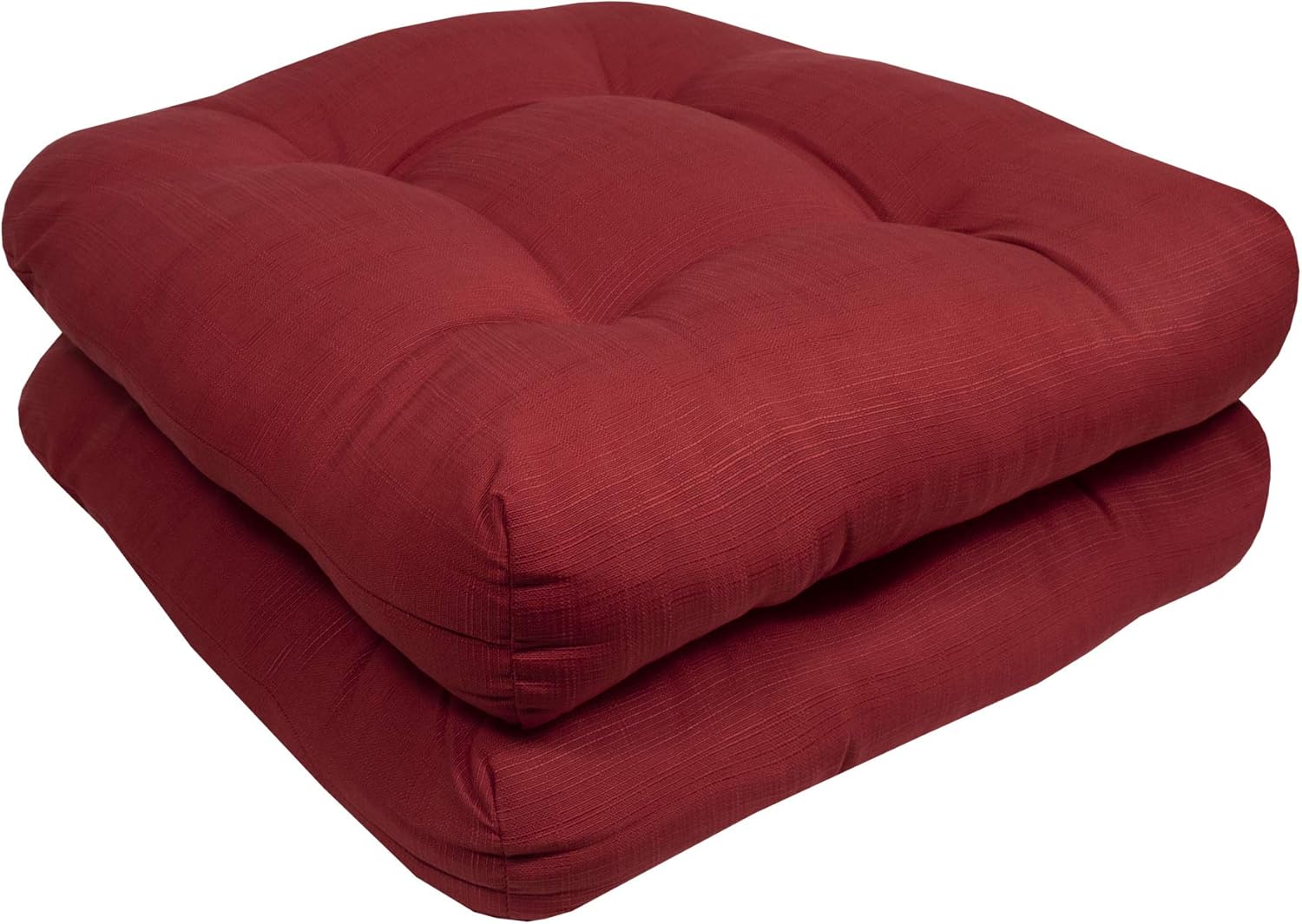 Sweet Home Collection Patio Cushions Outdoor Chair Pads Premium Comfortable Thick Fiber Fill Tufted 19" x 19" Seat Cover, 2 Pack, Red: Home & Kitchen