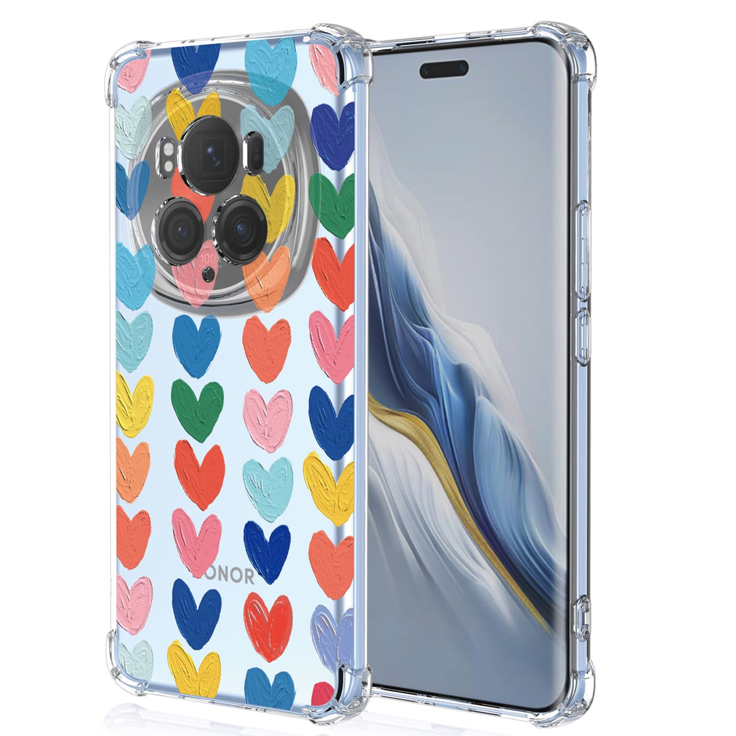XINYEXIN Clear Case for Honor Magic 6 Pro Women Love Pattern Design Slim Shockproof Transparent Soft TPU Bumper Case Protective Cover - Love — image 1