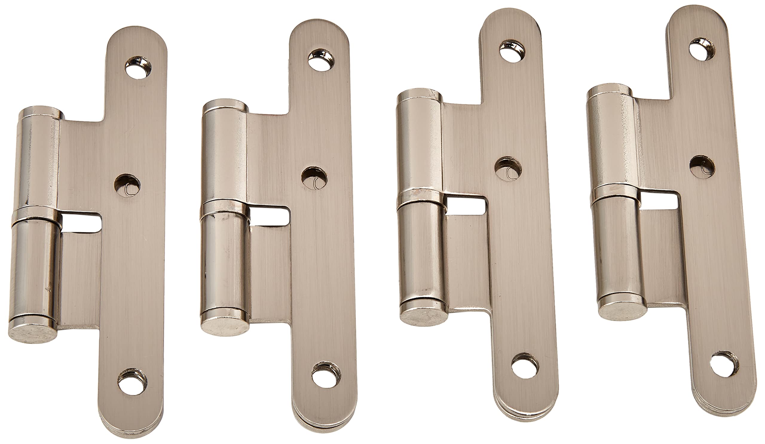 Jdel Pack of 4 Nickel-Plated Round Edge Bolts without Finial 100 mm, Right, 100 mm