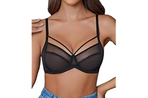Avidlove Womens Sexy Bra Sheer Mesh Bras See Through Strappy Bras Lace Underwire Unlined Bralette Everyday Lingerie