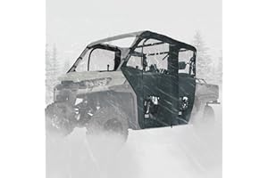 KEMIMOTO Soft Cab Enclosure Doors with Open Slot for Side Mirrors Compatible with Can Am Defender Max HD 7/8/9/10 DSP XT XMR 2017-2025 YKK Zipper Water-resistant Full Windshield Panel Accessories
