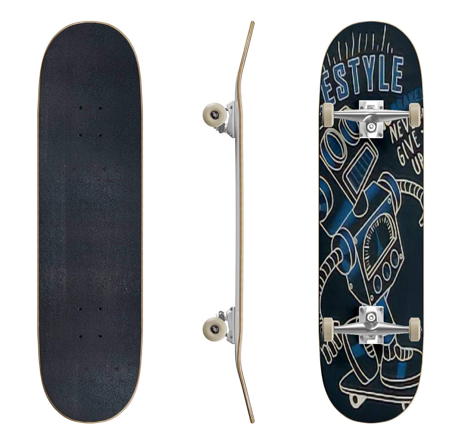 EFTOWEL Skateboards Cool Skater Robot Vector with Skateboard Classic Concave Skateboard Cool Stuff T